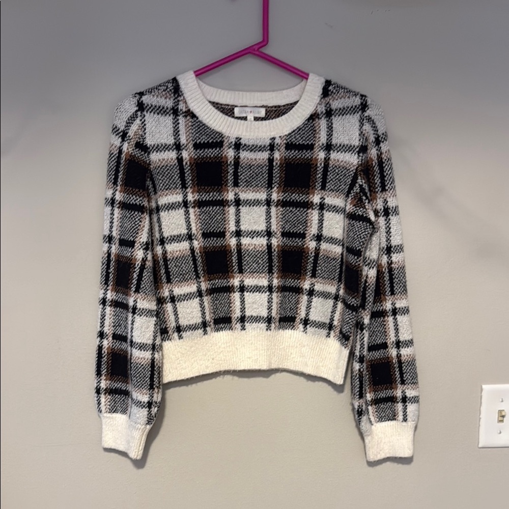 Ultra Flirt Black and White Crew Neck Sweater